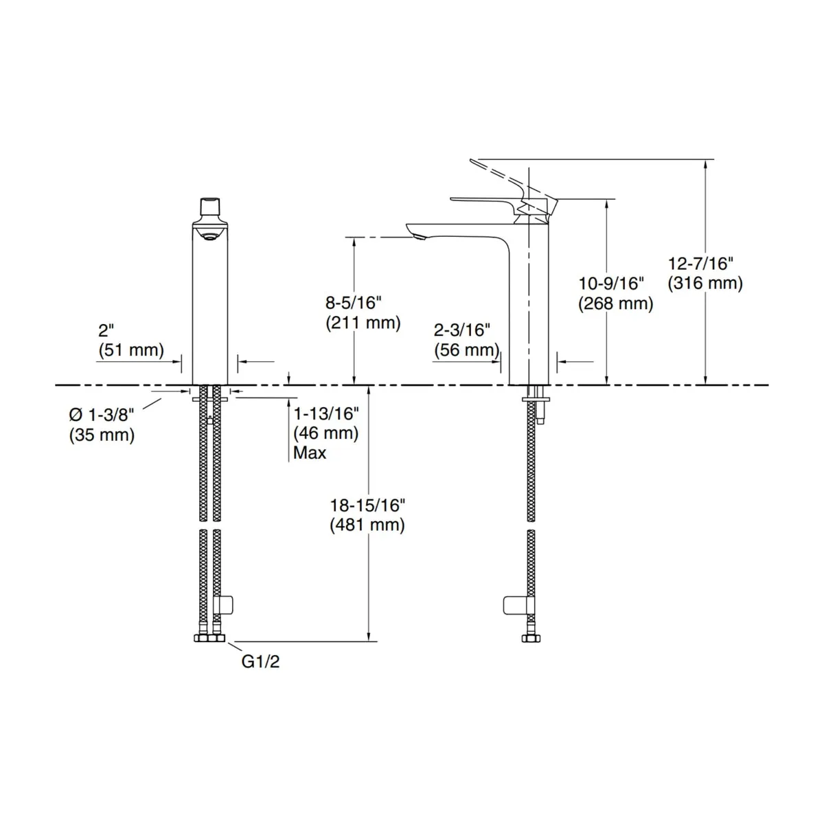 Kohler table mounted tall boy basin mixer aleo plus K-72337IN-4ND-BRD 72337IN-4ND-BRD Brushed Rose Gold - image 2