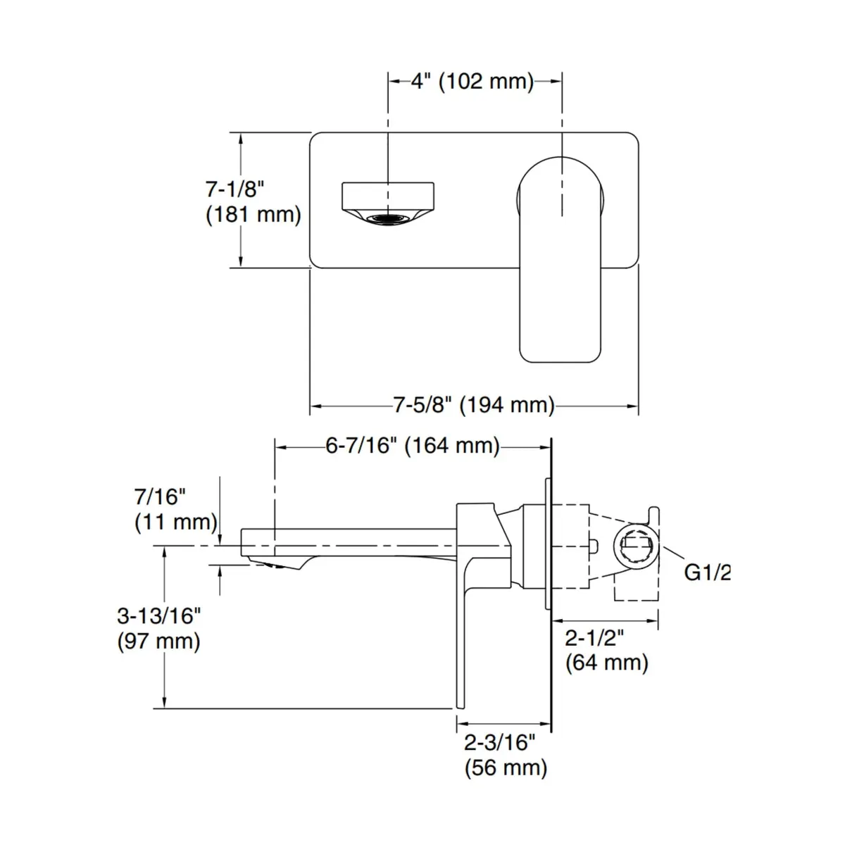 Kohler wall mounted basin mixer parallel K-24280IN-4ND-RGD 24280IN-4ND-RGD Rose Gold - image 2