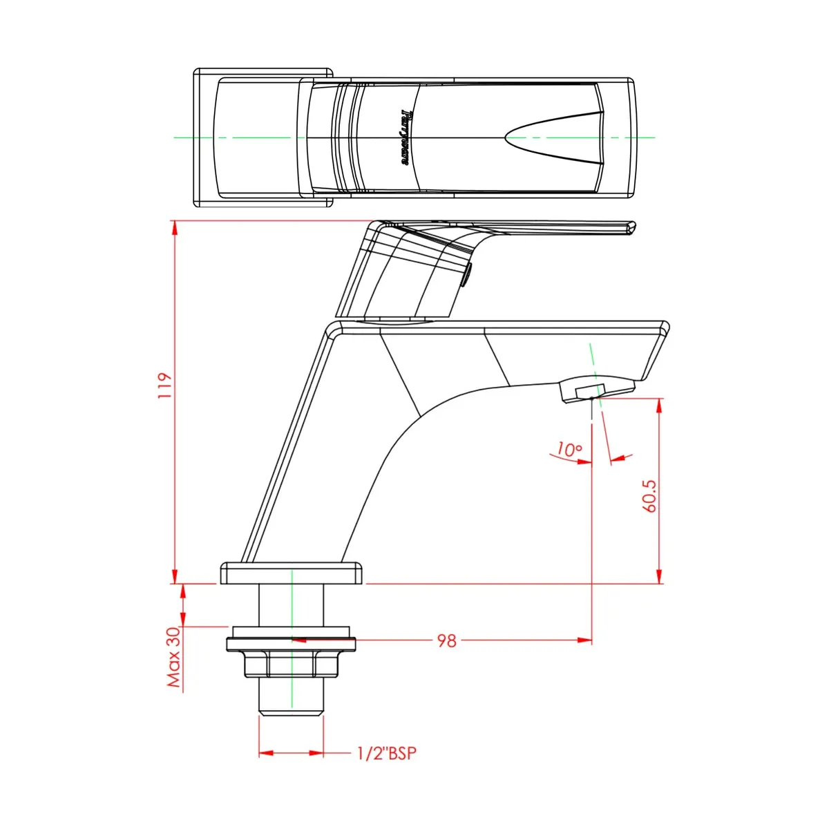 Parryware table mounted regular basin tap euclid G2302A1 G2302A1 Chrome - image 2