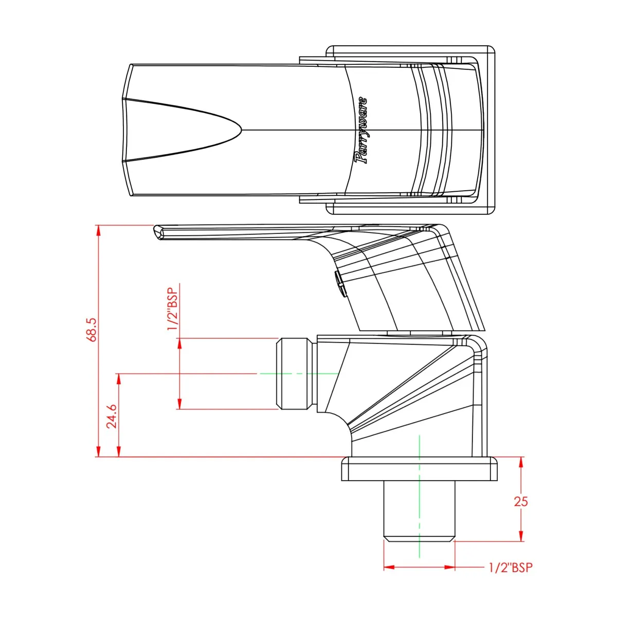 Parryware basin area angle valve euclid G2307A1 G2307A1 Chrome - image 2