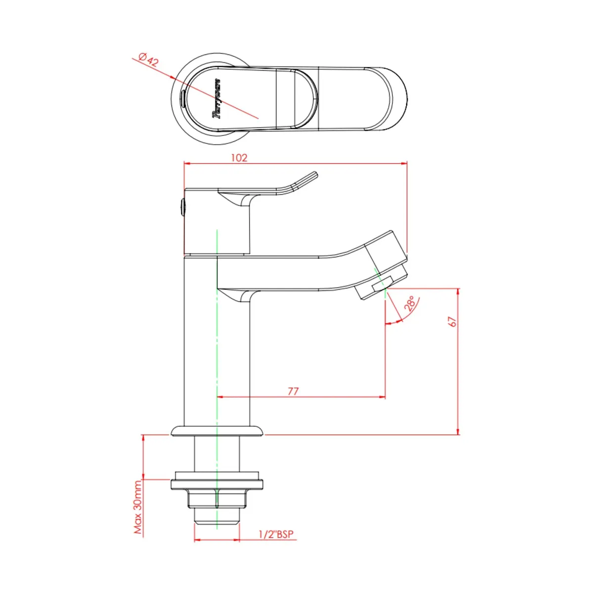 Parryware table mounted regular basin tap alpha G2722A1 G2722A1 Chrome - image 2