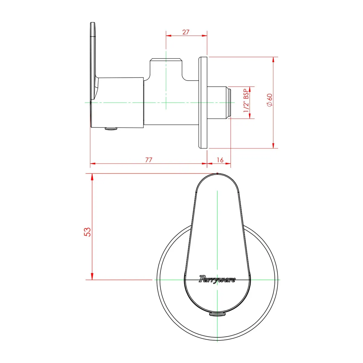 Parryware basin area angle valve uno G5007A1 G5007A1 Chrome - image 2