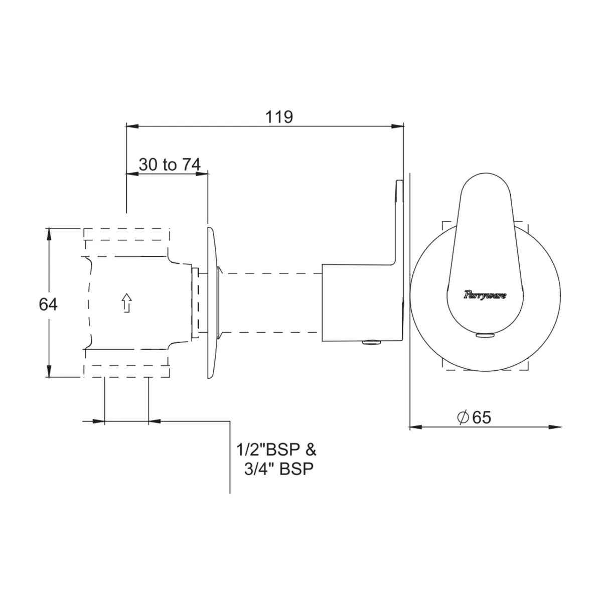 Parryware basin area stop valve uno G5083A1 G5083A1 Chrome - image 2