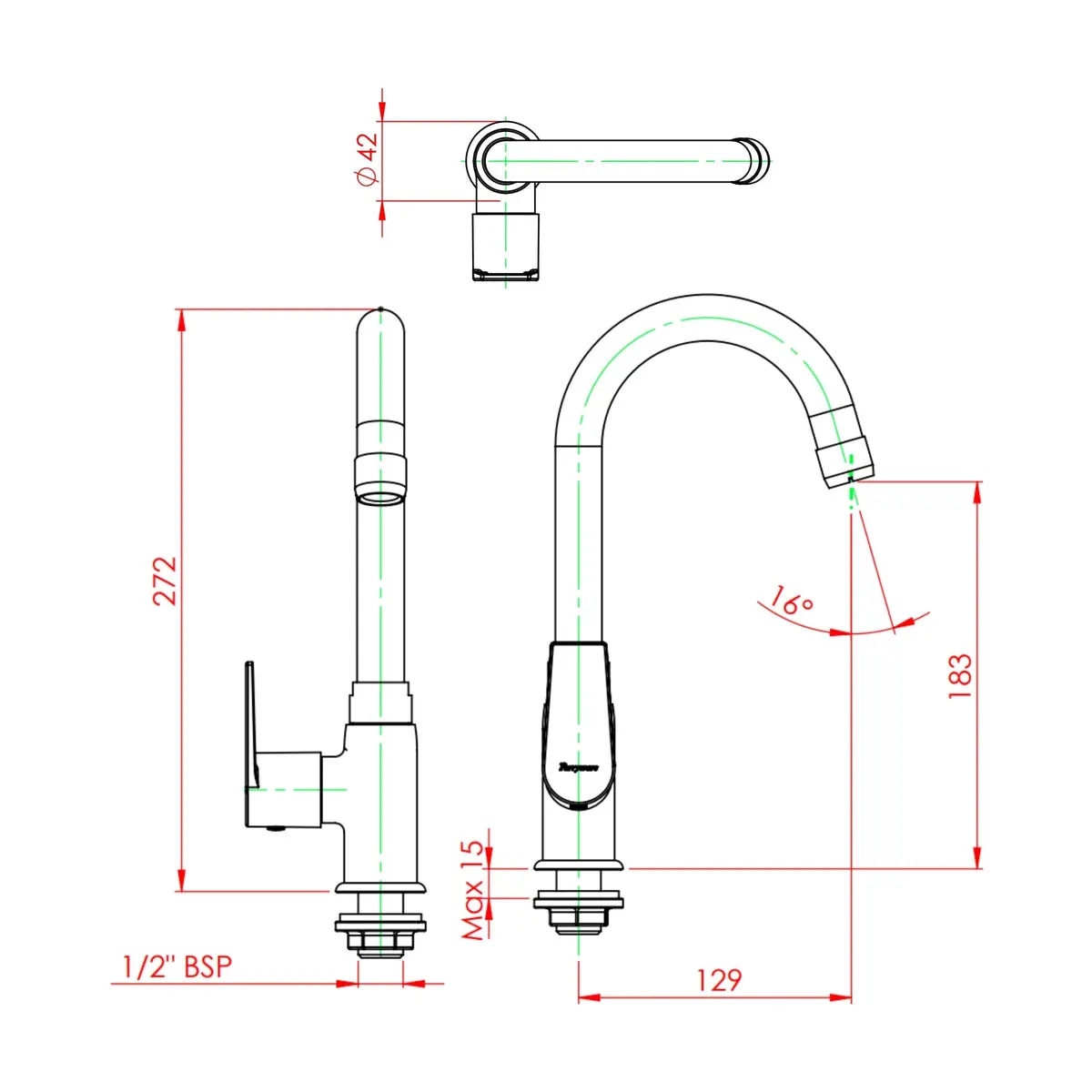 Parryware table mounted tall boy basin tap praseo G5803A1 G5803A1 Chrome - image 2