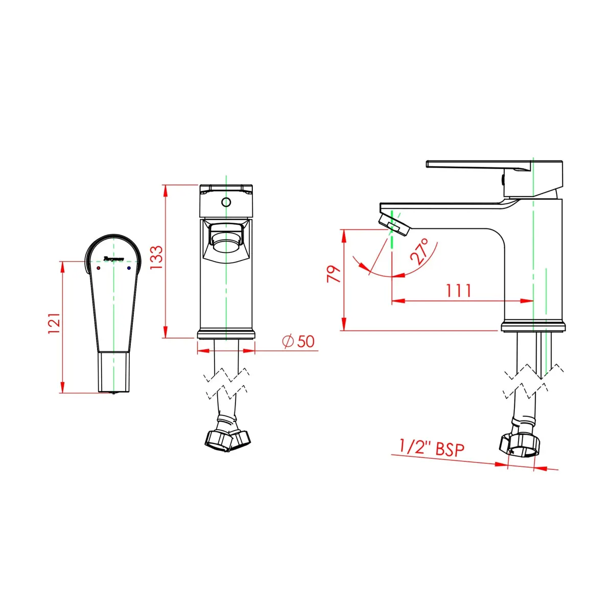 Parryware table mounted regular basin mixer praseo G5814A1 G5814A1 Chrome - image 2