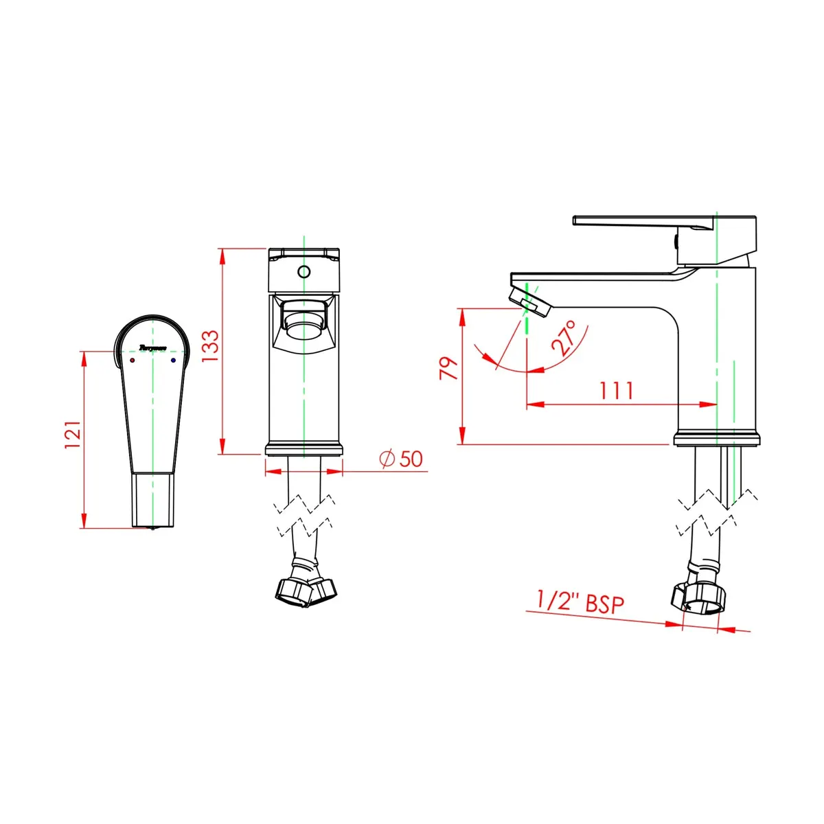 Parryware table mounted regular basin mixer praseo G5814A5 G5814A5 Shiny Black - image 4