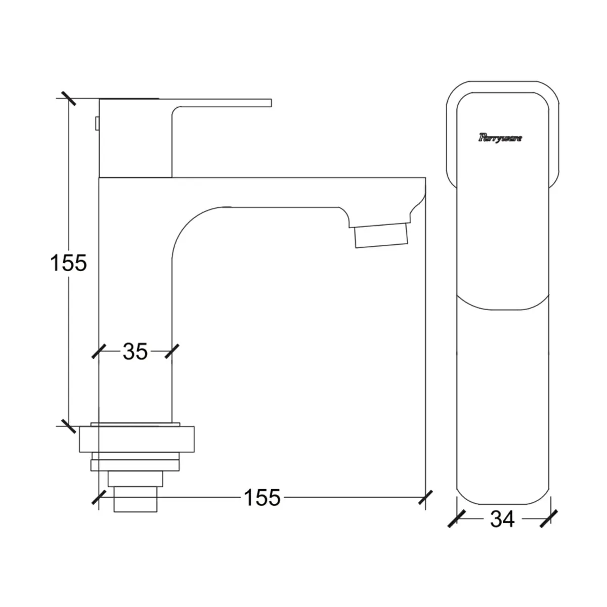 Parryware table mounted regular basin tap quattro T2301A5 T2301A5 Shiny Black - image 4
