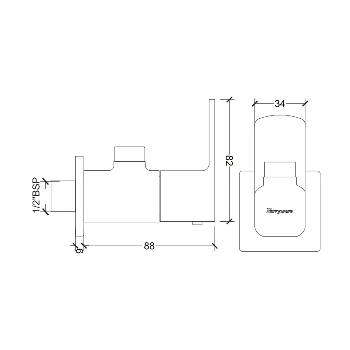 Parryware basin area angle valve T2307A5 T2307A5 Shiny Black - image 4