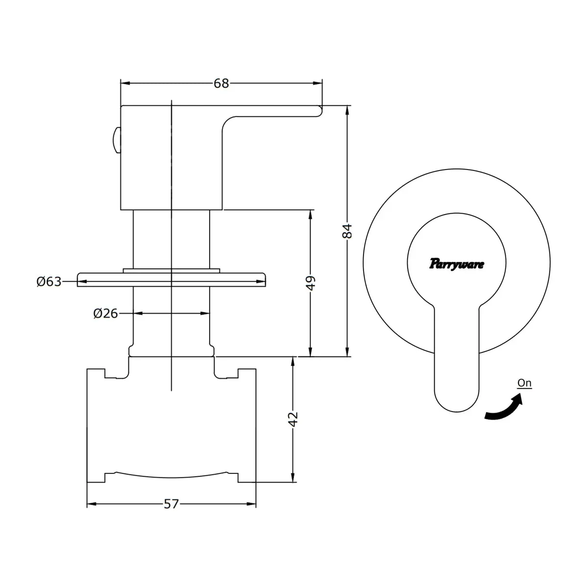 Parryware basin area stop valve claret T4612A1 T4612A1 Chrome - image 2