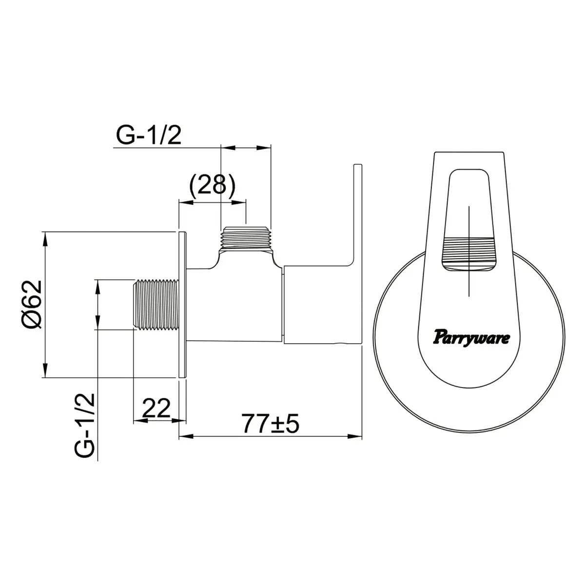Parryware basin area angle valve espirion T7207A1 T7207A1 Chrome - image 2