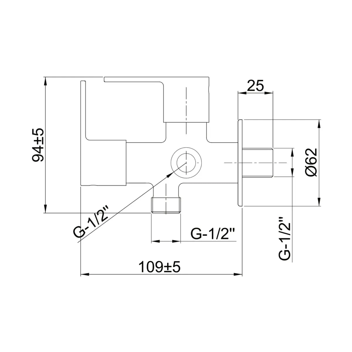 Parryware basin area 2 way angle valve T7243A1 T7243A1 Chrome - image 2