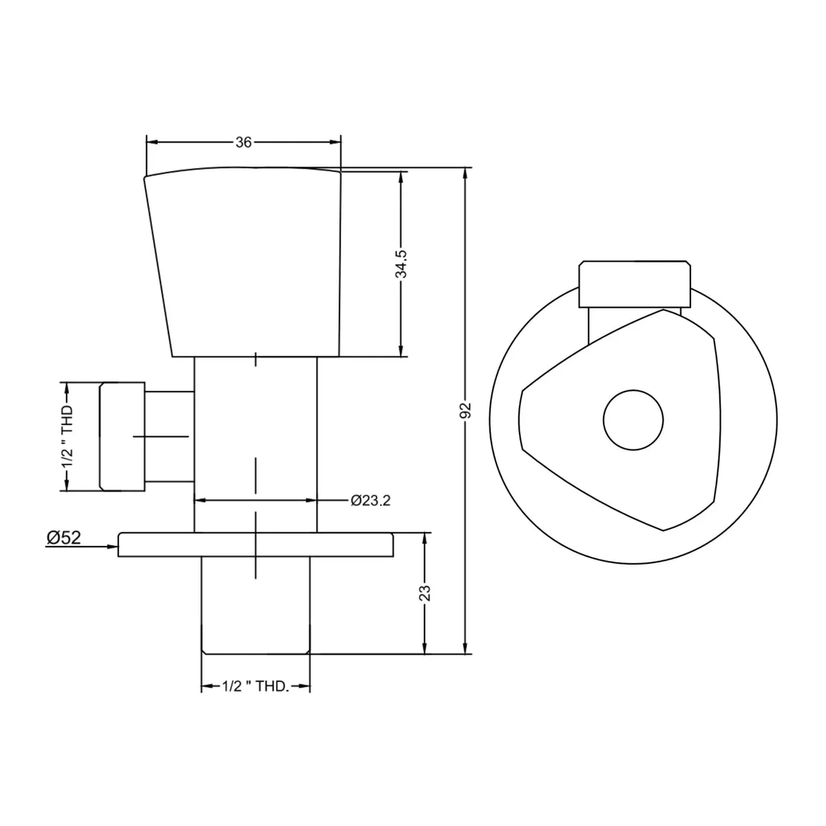 Parryware basin area angle valve trigon T9828A1 T9828A1 Chrome - image 2