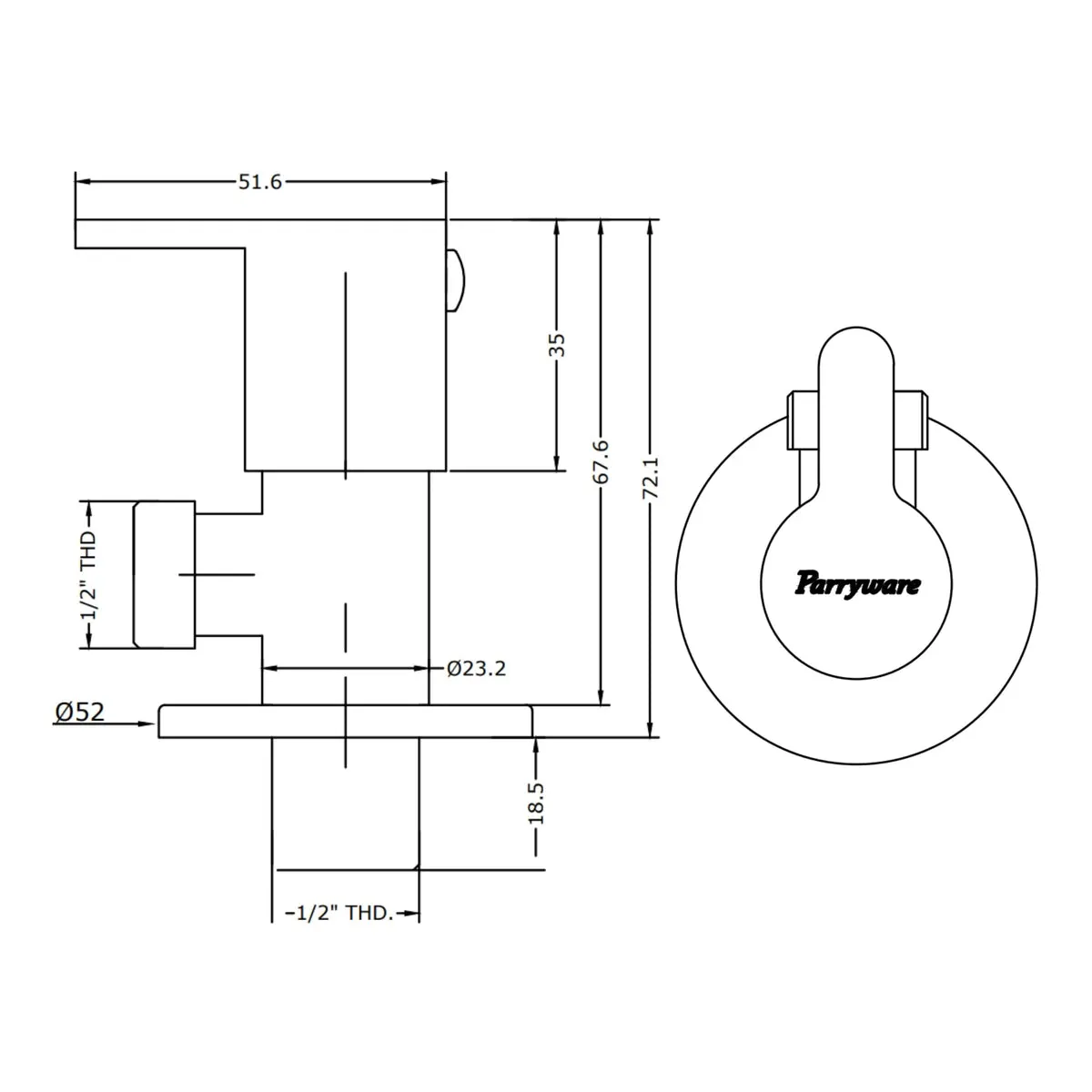 Parryware basin area angle valve cute T9880A1 T9880A1 Chrome - image 2