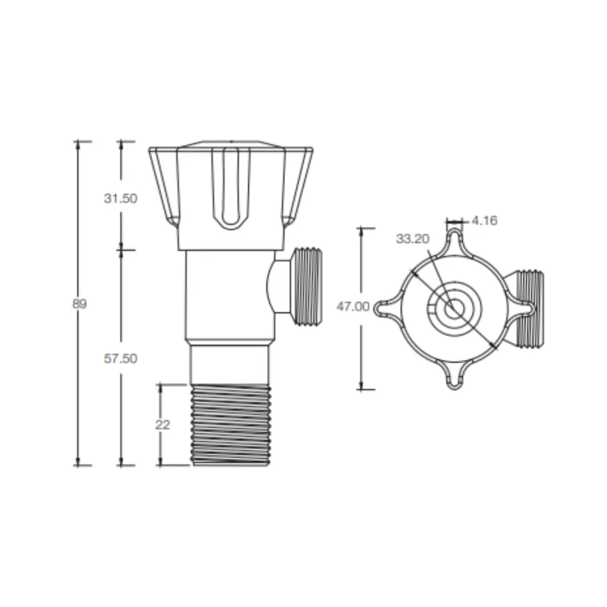 Parryware basin area angle valve cub T9908A1 T9908A1 Chrome - image 2