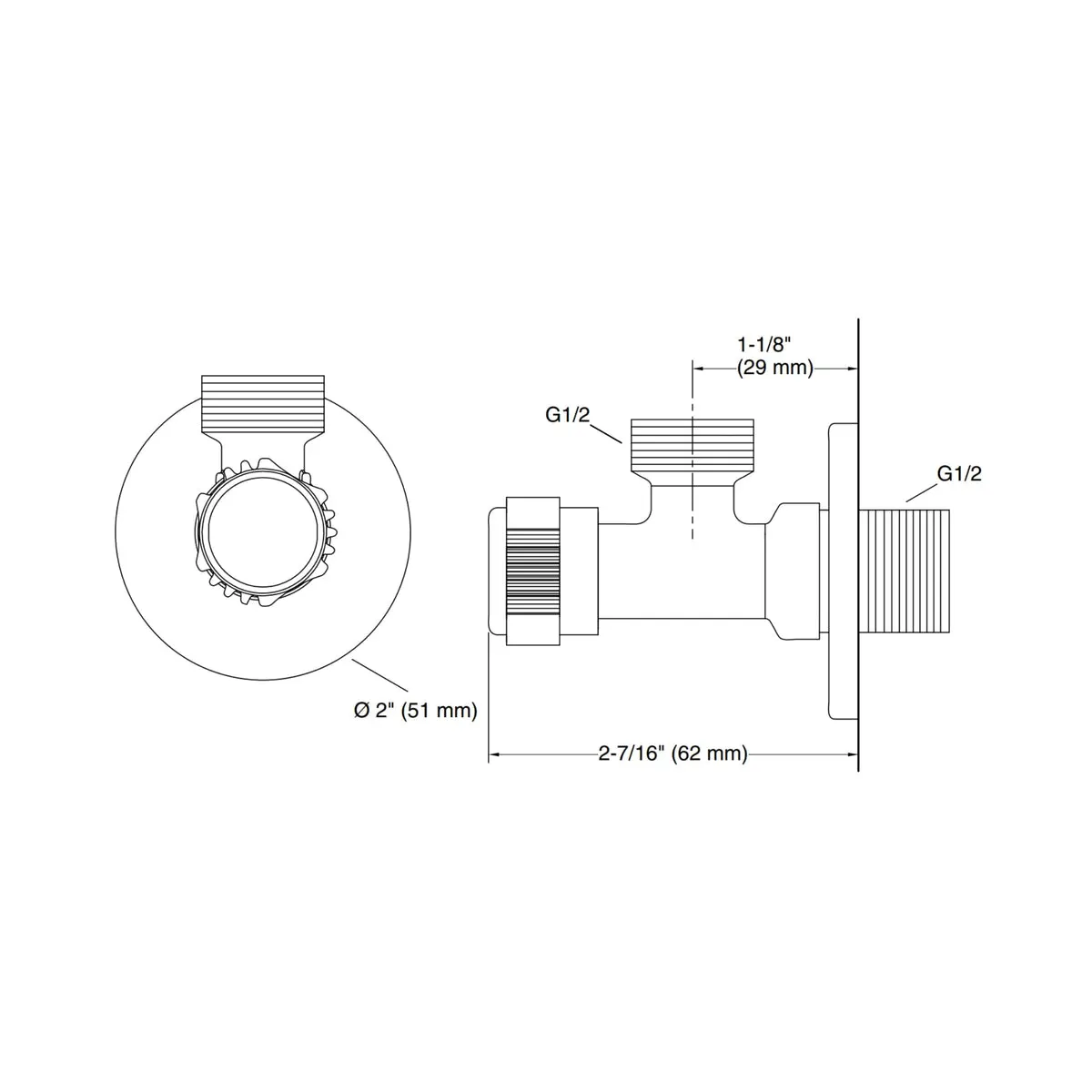 Kohler basin area angle valve complementary 11568IN-7B-CP 11568IN-7B-CP Chrome - image 2