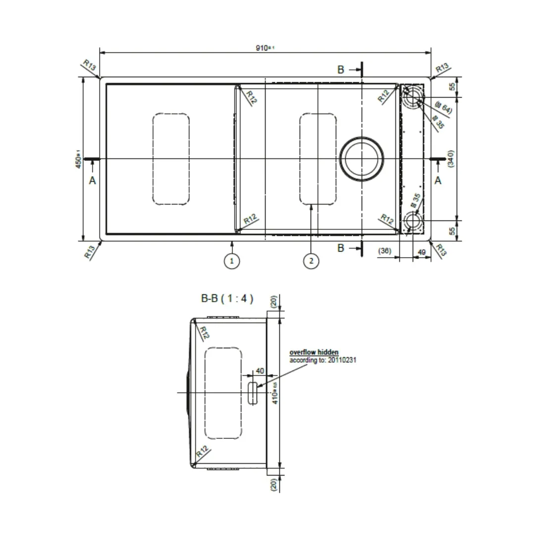 Franke stainless steel sink box deluxe box deluxe bxx 211 111 91 ( 36 x 18 inches ) BXX-211-111-91 Satin - image 3