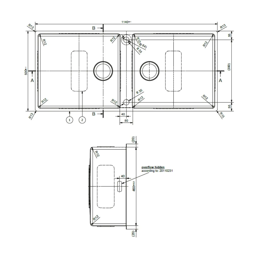 Franke stainless steel sink box deluxe box deluxe bxx 220 120 54 ( 45 x 20 inches ) BXX-220-120-54 Satin - image 3