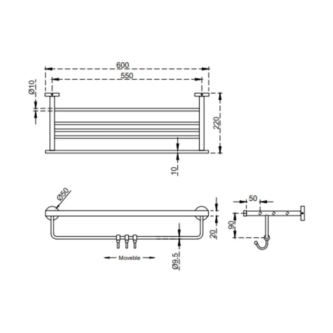 Cera towel rack Oakley Range series F5006101CH F5006101CH Chrome - image 2