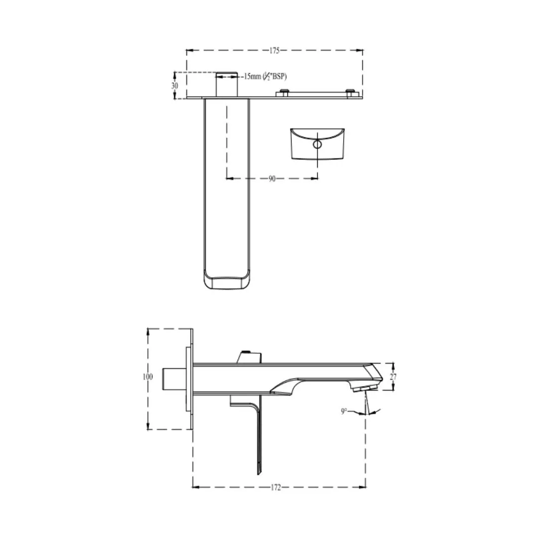 Cera wall mounted basin mixer chelsea F1016473FG F1016473FG French Gold - image 3