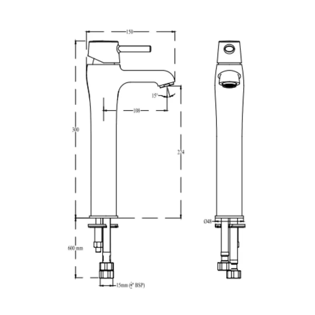 Cera table mounted tall boy basin mixer ripple F1017452 F1017452 Chrome - image 4