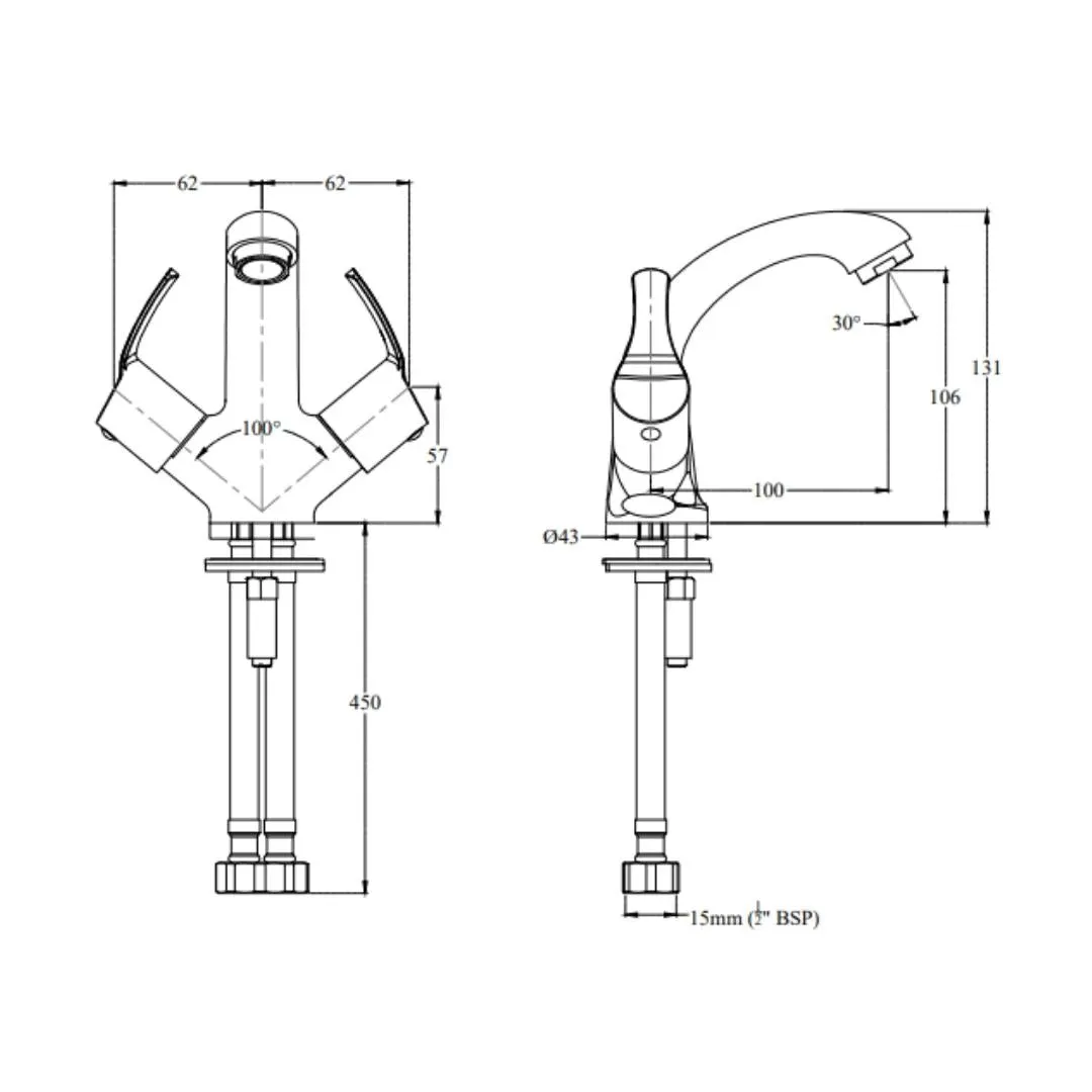 Cera table mounted regular basin mixer vivana F2014461 F2014461 Chrome - image 2