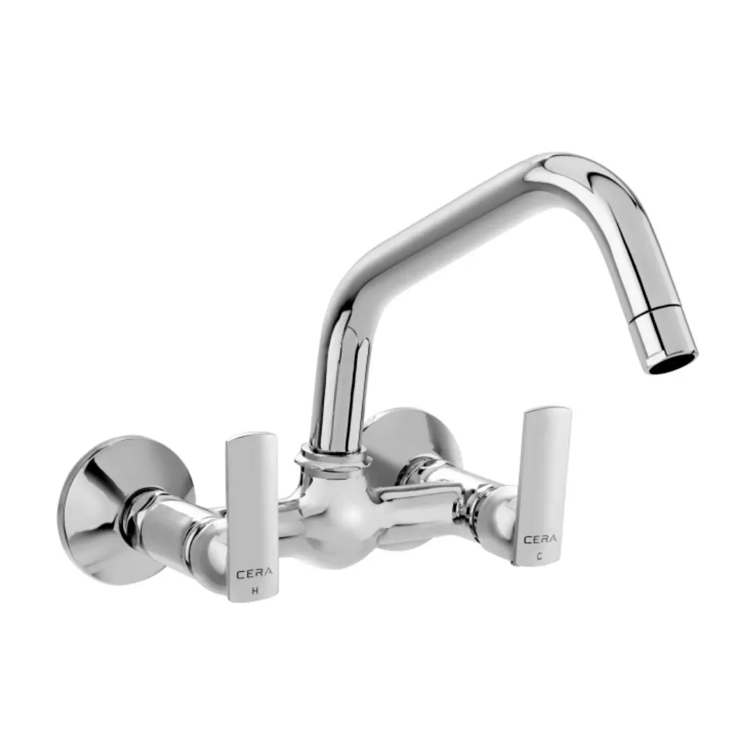 Cera wall mounted regular kitchen sink mixer titanium F1003511 with swinging spout in chrome finish F1003511 Standard - image 1