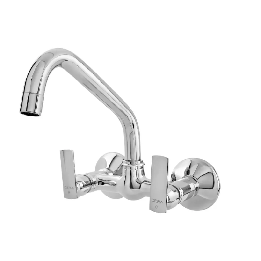 Cera wall mounted regular kitchen sink mixer titanium F1003511 with swinging spout in chrome finish F1003511 Standard - image 3