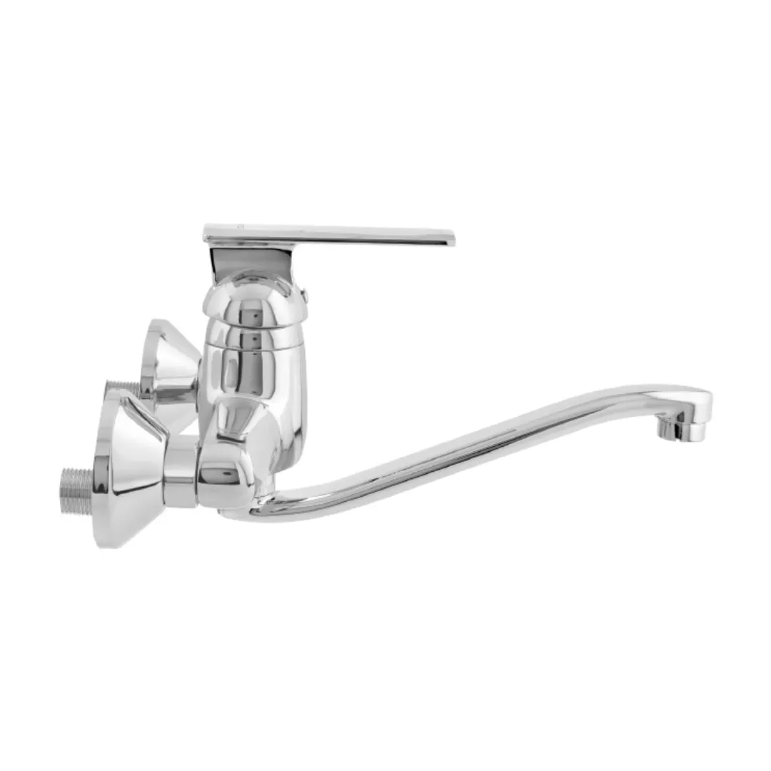 Cera wall mounted regular kitchen sink mixer titanium F1003531 with swinging spout in chrome finish F1003531 Standard - image 2