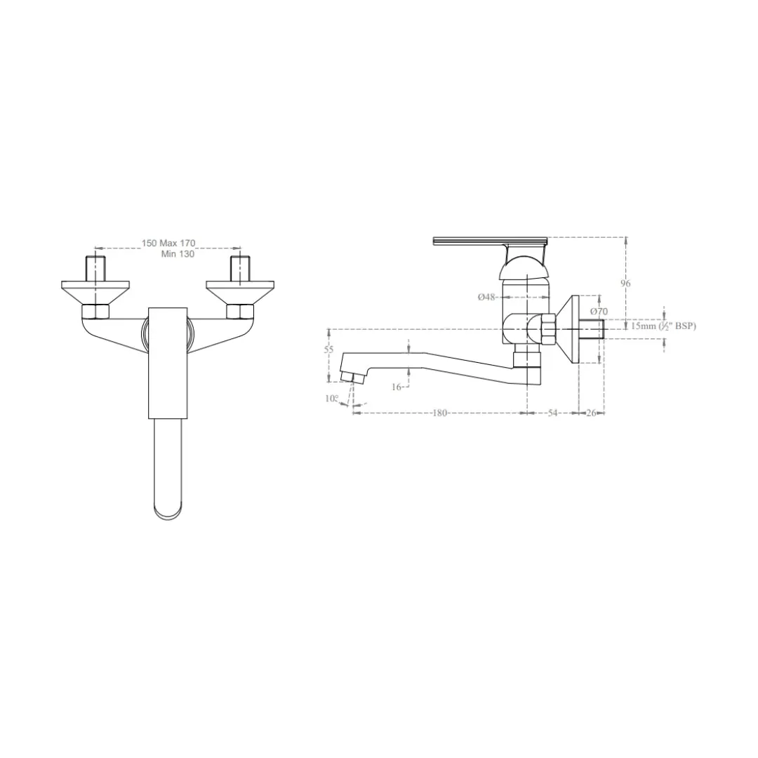 Cera wall mounted regular kitchen sink mixer titanium F1003531 with swinging spout in chrome finish F1003531 Standard - image 4