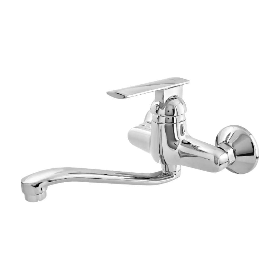 Cera wall mounted regular kitchen sink mixer titanium F1003531 with swinging spout in chrome finish F1003531 Standard - image 3