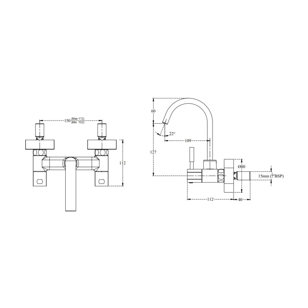 Cera wall mounted regular kitchen sink mixer gayle F1014501 with swinging spout in chrome finish F1014501 Standard - image 2