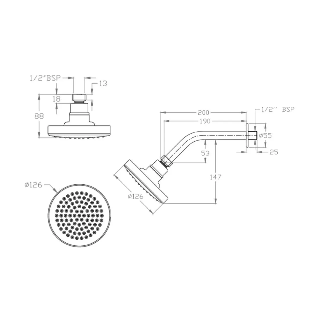 Cera single flow overhead shower F7010212AB F7010212AB Chrome - image 2