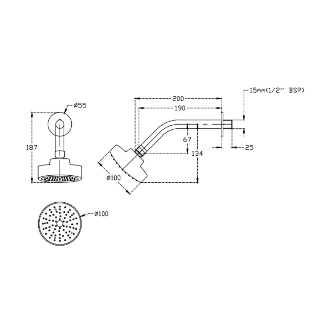 Cera single flow overhead shower F7010213AB F7010213AB Chrome - image 2