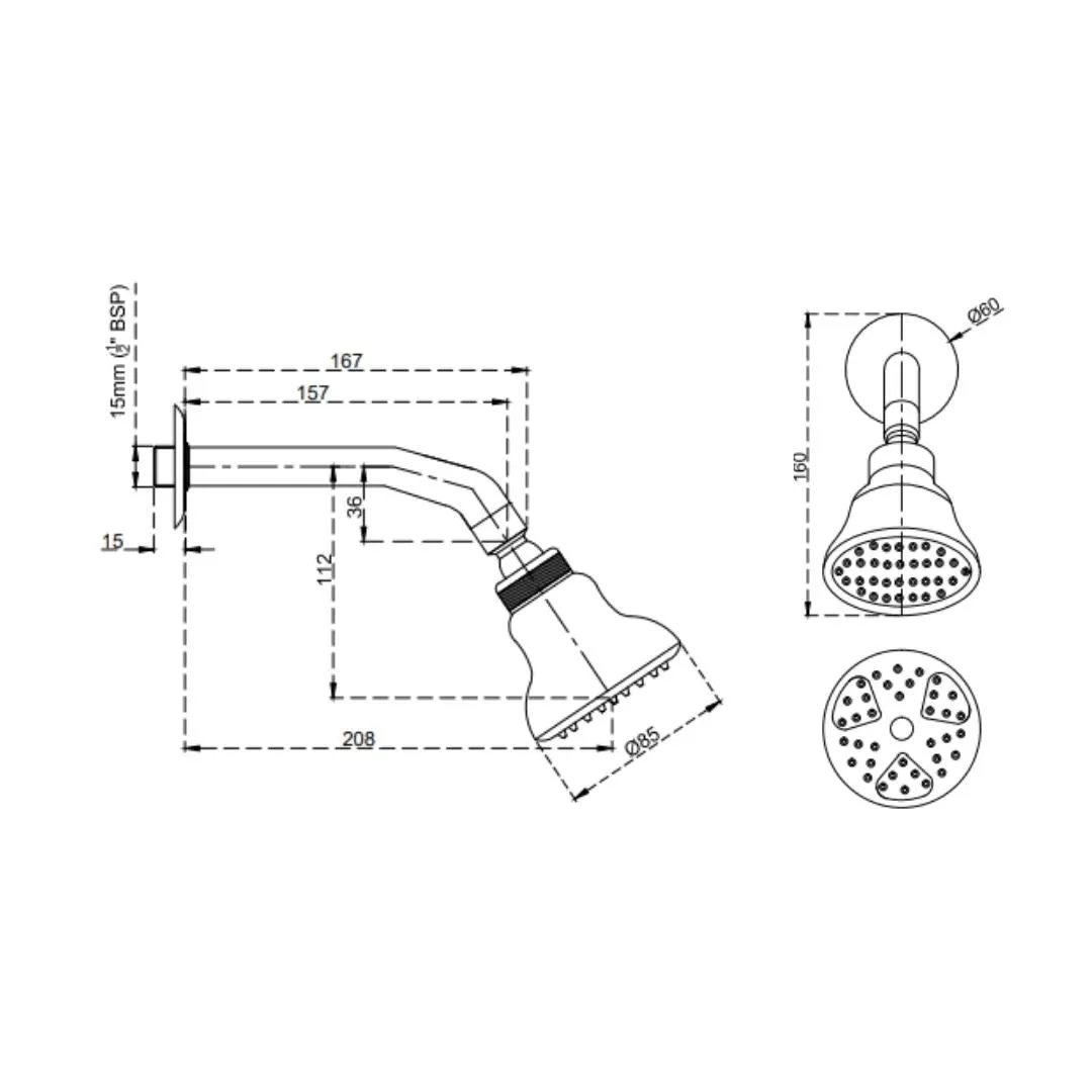 Cera single flow overhead shower F7020102AB F7020102AB Chrome - image 2