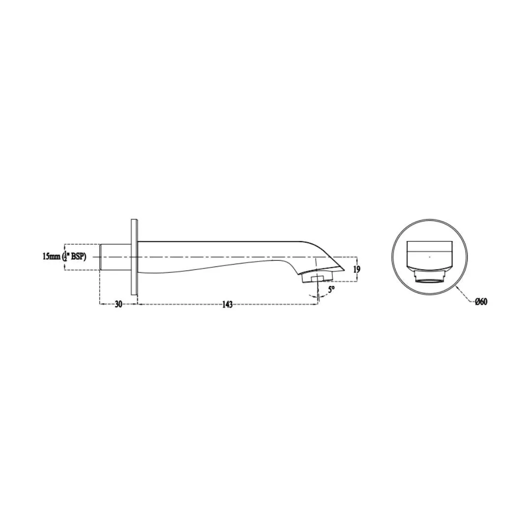 Cera wall mounted spout chromo F1019661 F1019661 Chrome - image 4