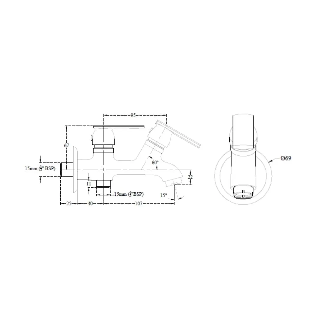 Cera wc area 2 way bib tap titanium F1003162 F1003162 Chrome - image 4