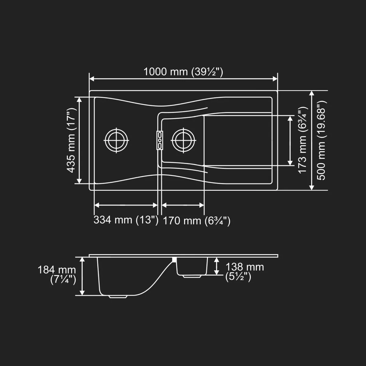 Nirali quartz sink quartz premium range elara wb 1.5 ( 34 x 20 inches ) K-KS-CK-NIR-S-00115 Magma Black - image 3