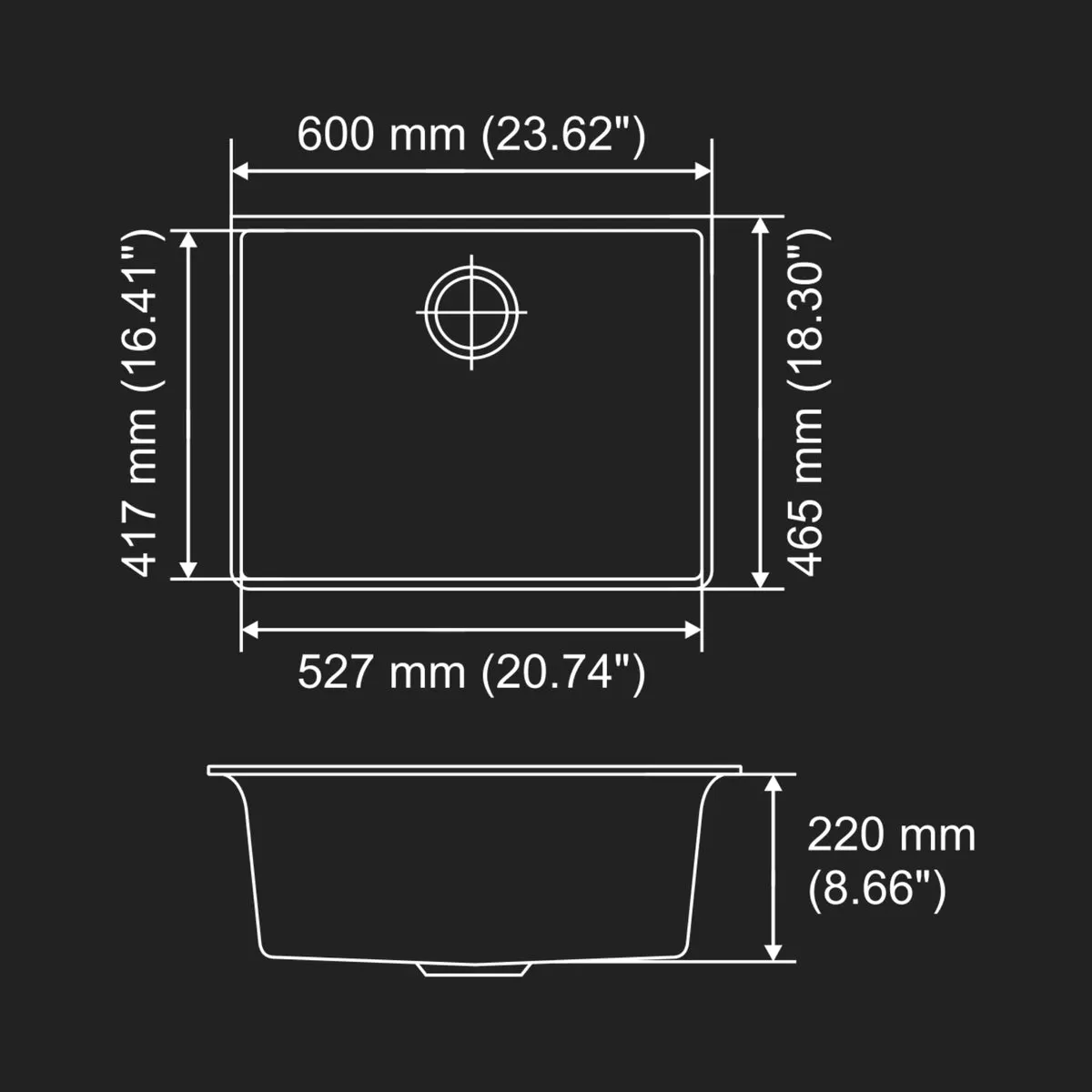 Nirali quartz sink quartz premium range elex ( 23.5 x 18 inches ) K-KS-CK-NIR-S-00122 Onyx - image 3