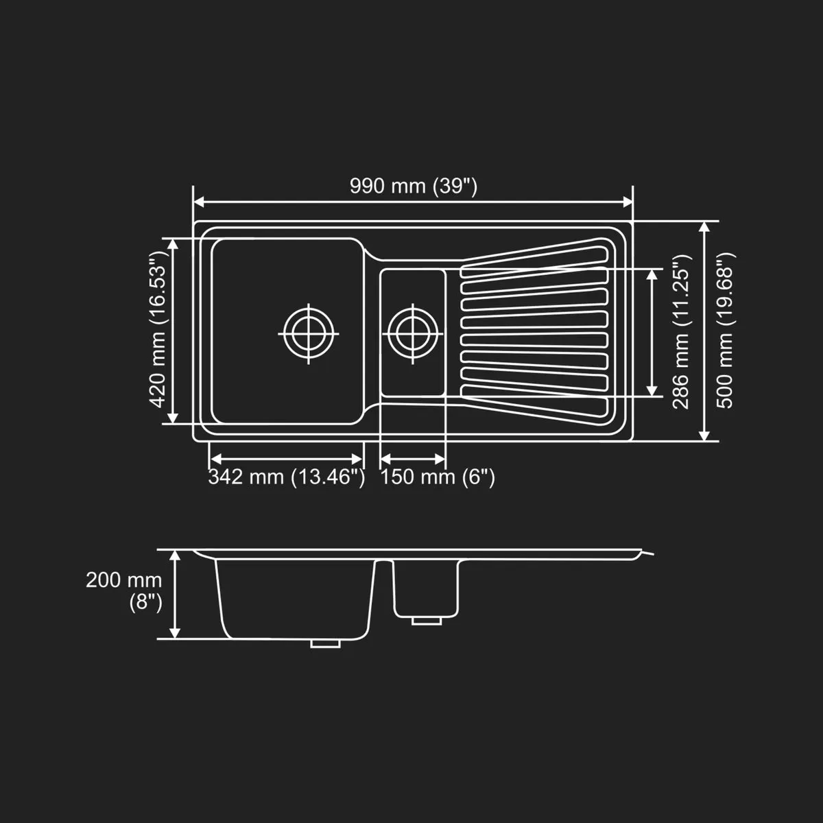 Nirali quartz sink quartz premium range granio ( 39 x 19.5 inches ) K-KS-CK-NIR-S-00128 Black Granite - image 3