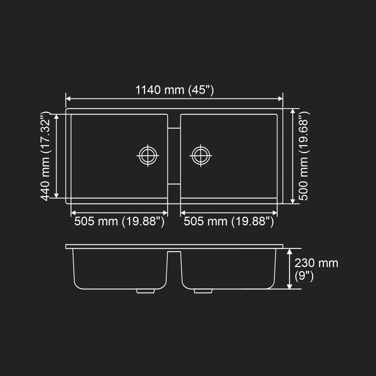 Nirali quartz sink quartz elite range nicolo lv 2 ( 45 x 19.5 inches ) K-KS-CK-NIR-S-00962 Grey - image 3