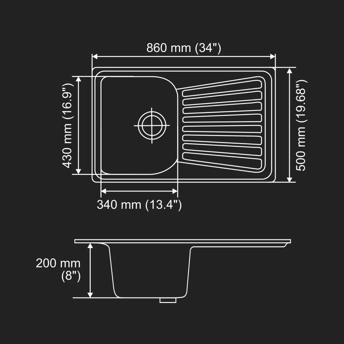 Nirali quartz sink quartz premium range spazio lv 1 ( 34 x 19.5 inches ) K-KS-CK-NIR-S-00160 Black Granite - image 3