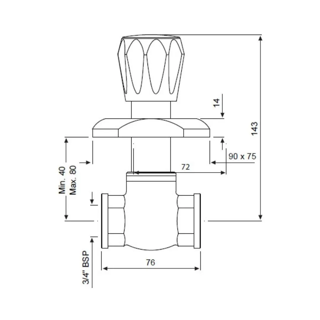 Jaquar basin area stop valve Continental CON-CHR-087FTK Chrome - image 2