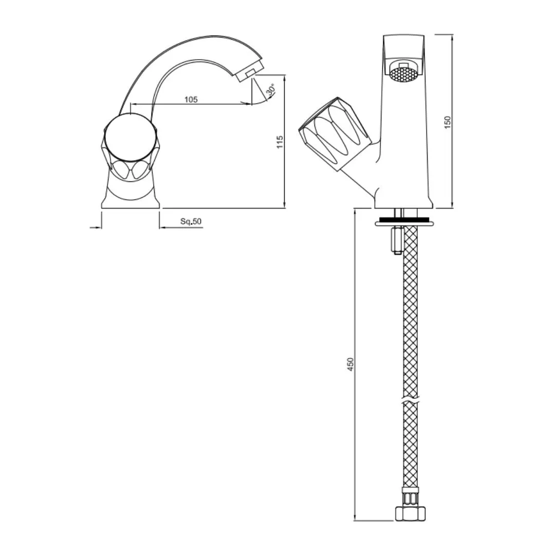 Jaquar table mounted regular basin tap Continental CON-CHR-123BKN Chrome - image 2