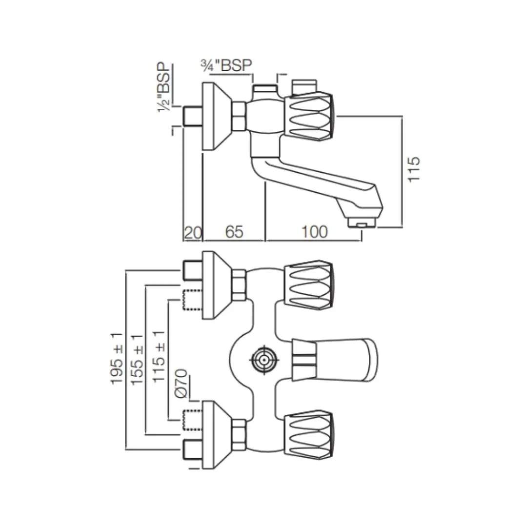 Jaquar 2 way wall mixer Continental normal flow CON-CHR-217KN Chrome - image 2