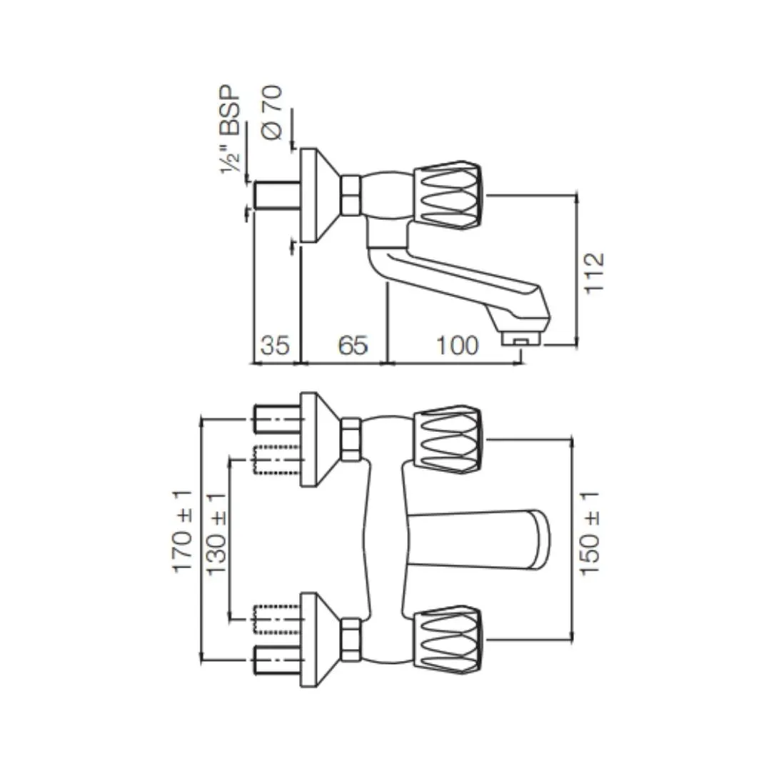 Jaquar 1 way wall mixer Continental normal flow CON-CHR-219KN Chrome - image 2