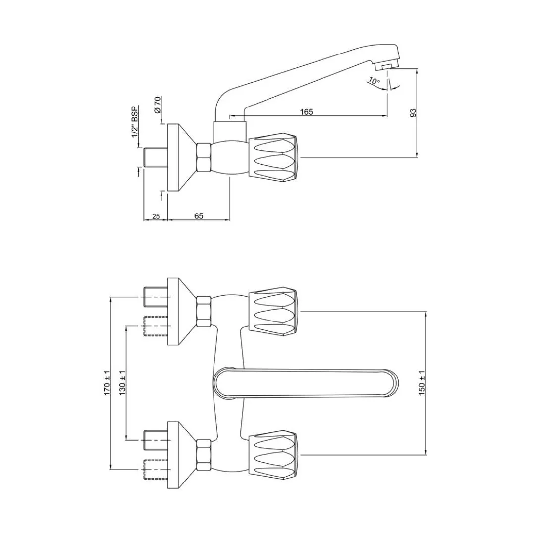 Jaquar wall mounted regular kitchen sink mixer Continental CON-309KNM with swinging spout in chrome finish CON-309KNM Standard - image 2