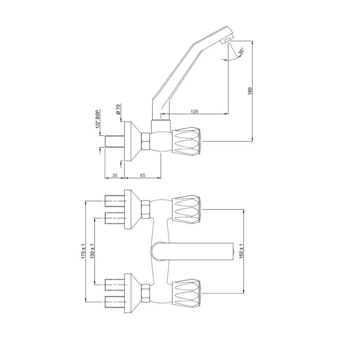 Jaquar wall mounted regular kitchen sink mixer Continental CON-319KN with swinging spout in chrome finish CON-319KN Standard - image 2