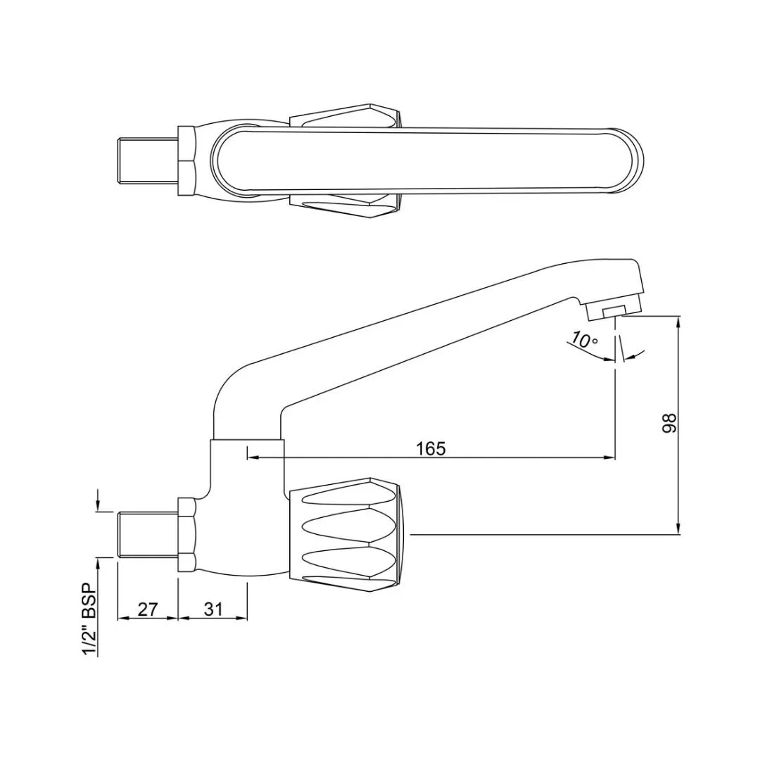 Jaquar wall mounted regular kitchen sink tap Continental CON-347KNM with swinging spout in chrome finish CON-347KNM Standard - image 2