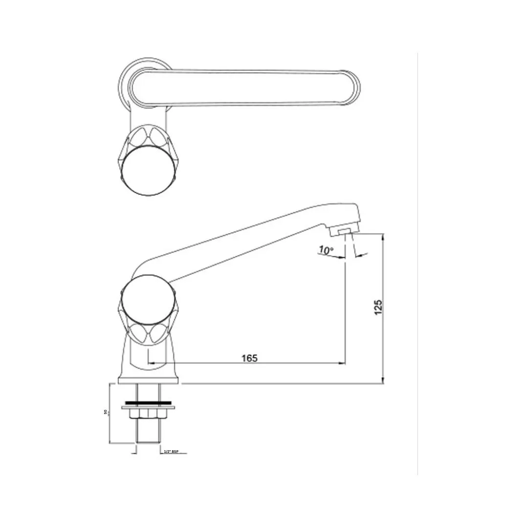Jaquar table mounted regular kitchen sink tap Continental CON-349KNM with swinging spout in chrome finish CON-349KNM Standard - image 2