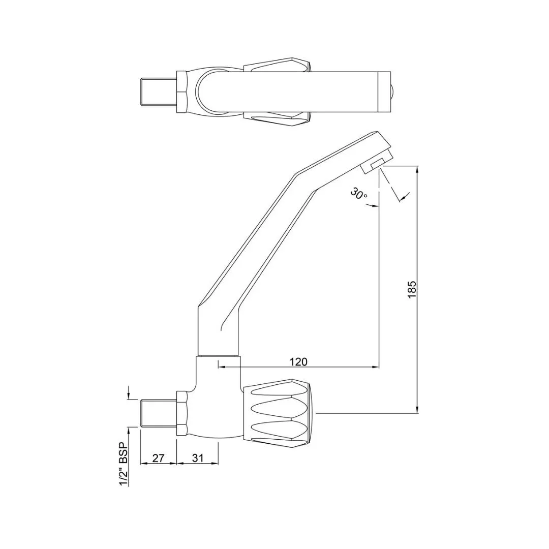 Jaquar wall mounted regular kitchen sink tap Continental CON-357KN with swinging spout in chrome finish CON-357KN Standard - image 2